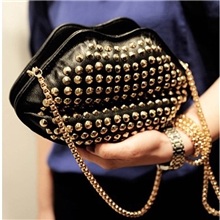 2013新款潮女包铆钉嘴唇包链条斜挎休闲女包单肩包小挎包