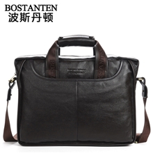 波斯丹顿头层牛皮男士商务包手提公文包真皮男包斜挎包b10023