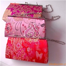 古典精致金属链锦缎铁夹晚装包