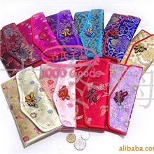 批发苏州特色丝绸锦缎三折女士钱包票夹