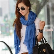 2013秋冬新款李孝利纯色棉麻百搭褶皱围巾超长围巾批发空调披肩