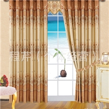 供应优质三层缎面组织印花遮光窗帘布批发、窗帘成品定制-心帘心