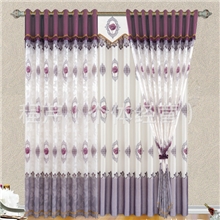 特价供应高档剪花印花窗帘布14.5剪花印花纱13.5-花好月圆