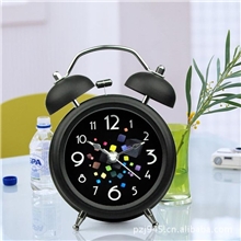 出口韩国3寸创意金属静音闹钟七彩魔方打铃闹钟