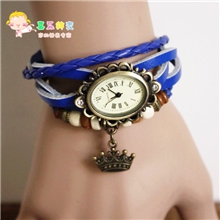 淘宝货源热卖复古编织铆钉朋克学生手表缠绕真皮名族学生手表