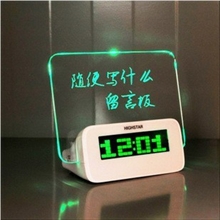 奇玩HUB留言板时钟闹钟/LED电子钟大屏幕浪漫荧光创意闹钟