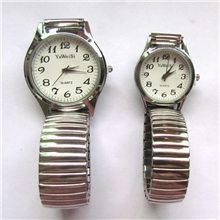 经典款式大字体钢带伸缩弹力带弹簧石英手表手表批发206-18#
