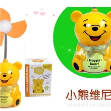 批发卡通风扇学习充电风扇可爱卡通风扇直充小熊迷你风扇