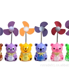 卡通充电风扇礼品赠品迷你风扇小熊风扇风扇批发软叶风扇