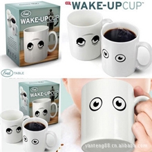 美国wake-upcup刚睡醒的眼睛变色杯咖啡杯陶瓷杯