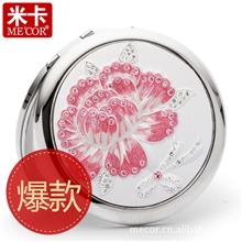 米卡化妆镜时尚双面镜子康乃馨随身美容礼品镜国庆节力荐
