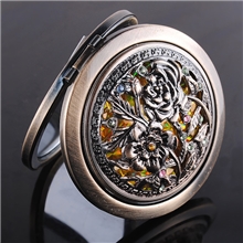 金属复古镂空化妆镜双面/折叠/便携小镜子圣诞节创意礼品婚