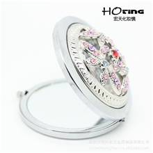 宏天饰品金属工艺品镂空化妆镜b折叠双面便携梳妆小镜子