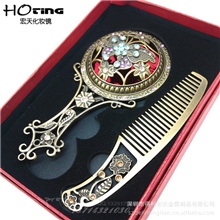 古铜复古梳妆镜古铜娄空化妆镜套装手柄镜手把镜广东深圳镜厂直销