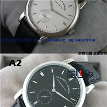 休闲腕表两针半半自动机械超薄男士手表背透黑色皮带男表GO20