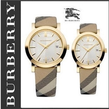 手表批发金色格纹石英皮带情侣对表BU1398/BU1399