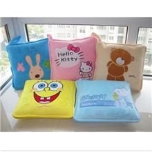 新款砂糖兔海绵宝宝龙猫多种卡通珊瑚绒空调被靠垫两用
