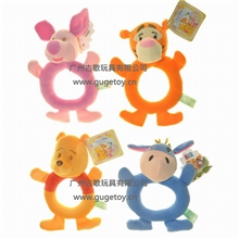 迪士尼婴儿益智手摇铃玩具批发布制方便抓握设计适合宝宝抓握