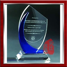 供应切割异型水晶奖牌蓝色配件批发各种款式