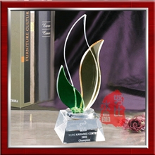 三片彩色水晶组装水晶奖杯奖牌可雕刻logo