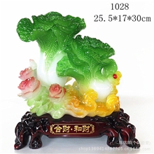【厂家直销】树脂工艺品仿玉仿木白菜摆件家居饰品开业礼品