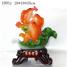 树脂工艺品批发仿玉仿木白菜鱼摆件家居开业礼品招财装饰品