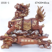 厂家直销家居树脂工艺品摆件仿玉仿木麒麟工艺开业招财礼品