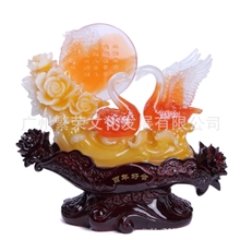 百年好合仿玉工艺品结婚庆典礼品工艺品批发订制树脂工艺品