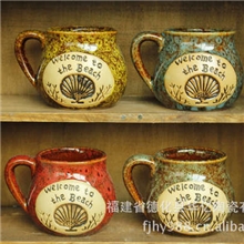 ZAKKA复古窑变陶瓷杯创意小盆栽地中海贝壳风格家居摆件9405