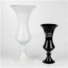 新古典欧式黑白色大号玻璃花瓶摆台家居别墅样板房展厅软装饰品