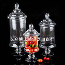 欧式透明玻璃糖缸/高脚直筒糖果罐/婚庆婚礼摆件/厨房收纳玻璃瓶
