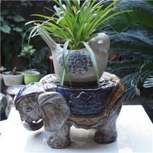 厂家直销大象陶瓷大象花盆底座窑变工艺品象椅座3047