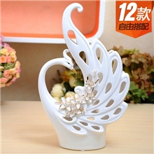 供应陶瓷材质工艺品欧式白瓷电镀孔雀工艺礼品摆件陶瓷摆件