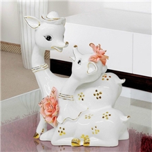 七夕备货创意新品陶瓷母子鹿动物创意家居摆设工艺礼品摆件