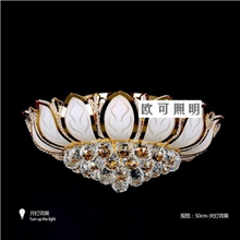 原厂批发中式传统水晶灯具金色水晶莲花吸顶灯客厅卧室餐厅灯饰