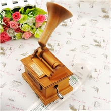 厂家供应/木制礼品/创意手摇纸带留声机八音盒/生日礼物创意