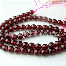 天然水晶美容养颜酒红石榴石6mm半成品DIY散珠可穿手链项链