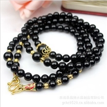 特价款泰国佛牌链专用黑玛瑙鎏金珐琅扣佛牌链可订制毛衣链项链