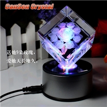 3D情人节水晶玫瑰花创业水晶摆件3D内雕玫瑰（可以定做LOGO）