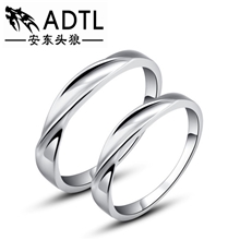 韩国饰品批发925纯银情侣戒指交织的爱实心情侣对戒韩版刻字