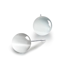 S925纯银耳饰猫眼石纯银耳钉韩国韩版糖果色百搭女银耳钉