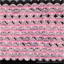 天然粉晶半成品散珠圆珠4-16MMDIY配件长条