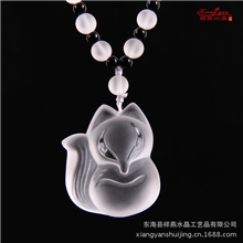 大量批发天然磨砂白水晶狐狸吉祥物吊坠等