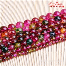 大量批发爆花碧玺半成品串珠、爆花晶散珠