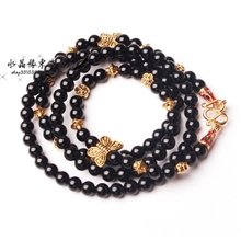 批发正品泰国佛牌链专用挂链天然黑玛瑙金边蝴蝶挂扣佛牌链