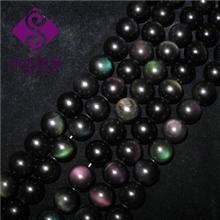 天然水晶高档AAA级天然彩虹眼黑曜石散珠手链串珠半成品批发