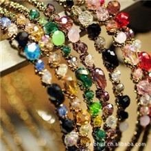 3164韩国发饰发夹韩版多彩超闪不规则水晶缠绕宽边发箍边夹秒杀