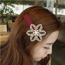 3085金色镂空珍珠大花朵发饰头饰发夹边夹韩款顶夹批发