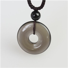 瑜瑞轩开光天然冰种黑曜石平安扣吊坠女款小号防小人保平安