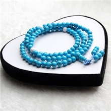 瑜瑞轩水晶正品开光蓝松石6mm108佛珠念珠手链女款多层水晶手链